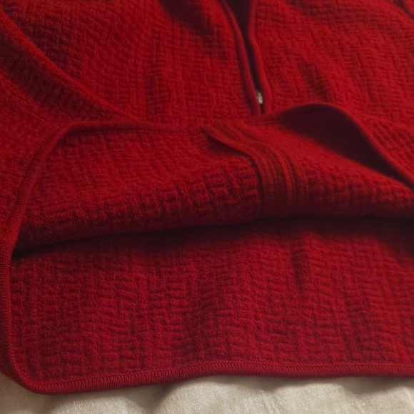 Talbots Wool Red Zip-Front Textured Knit Jacket - Picture 11 of 11